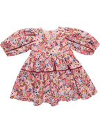 Maribelle Dress - Burgundy Sketched Floral