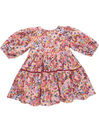 Maribelle Dress - Burgundy Sketched Floral