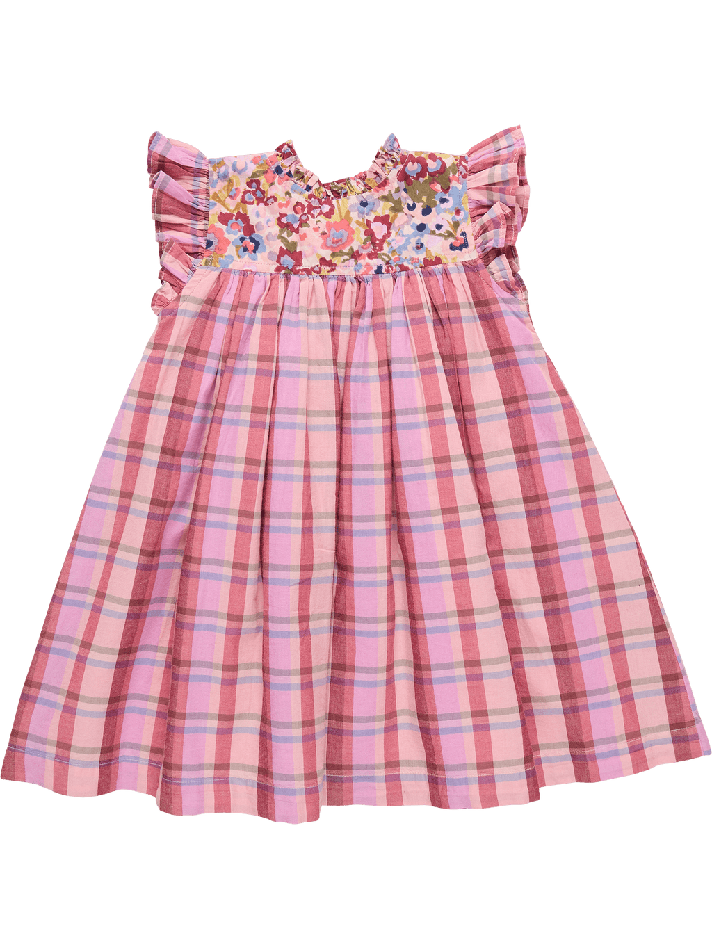 Kaylee Dress - Burgundy Madras Plaid