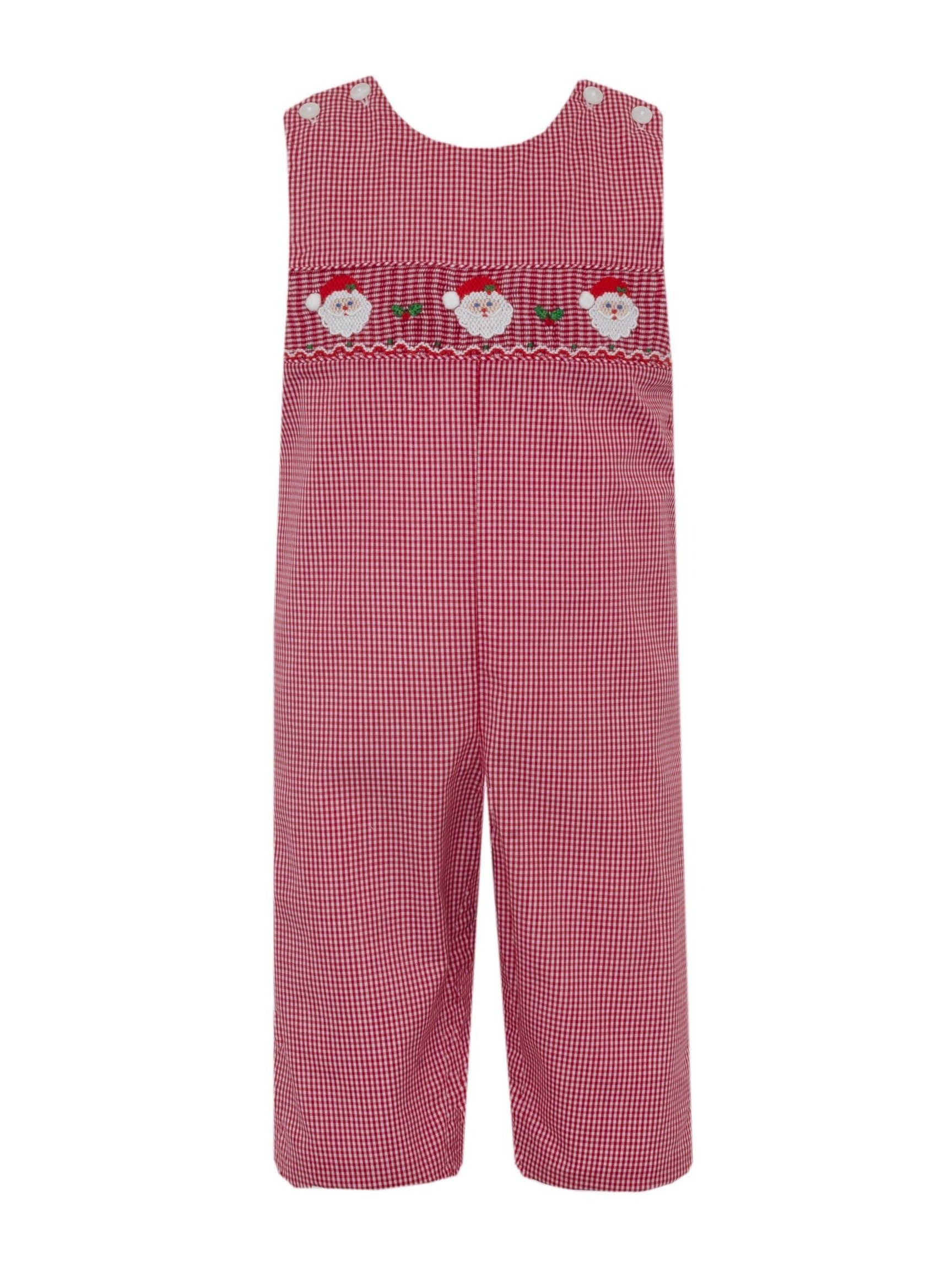 Santa'S Face Gingham Boy'S Long Jon Jon