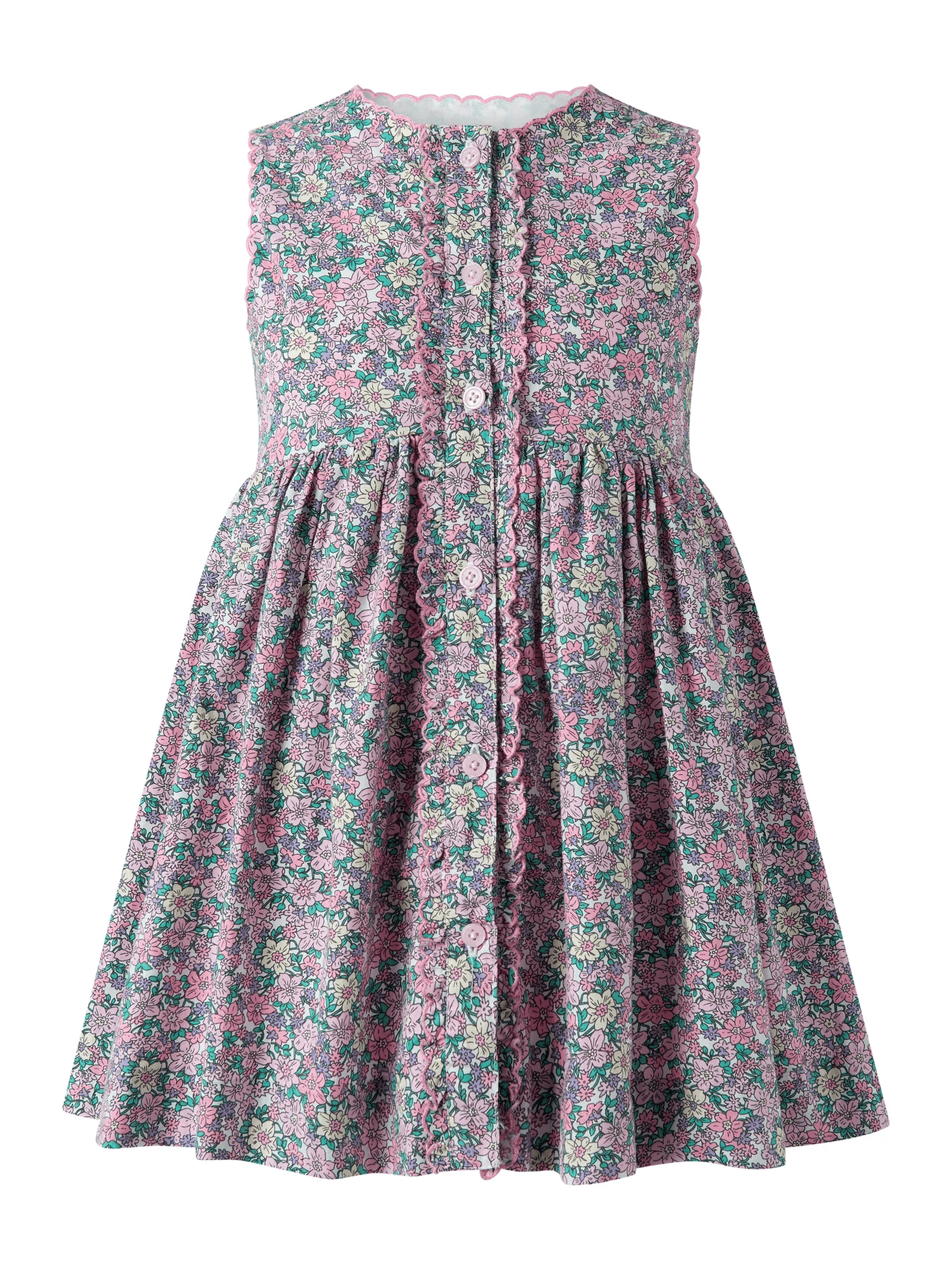 Scalloped Floral Button-Front Dress