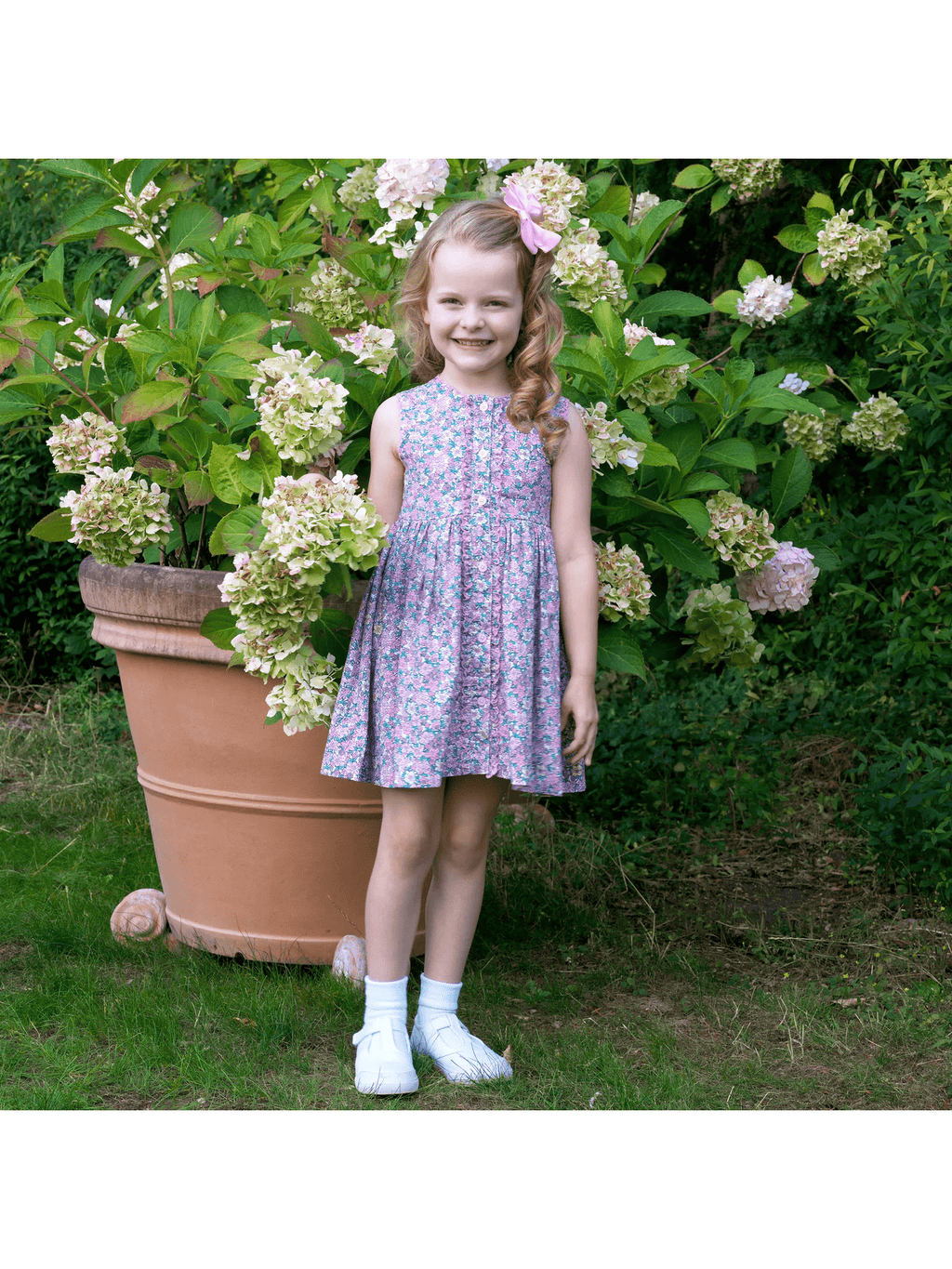 Scalloped Floral Button-Front Dress