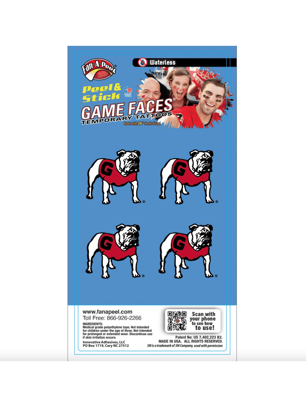 Georgia Gameday Temporary Face Tattoo