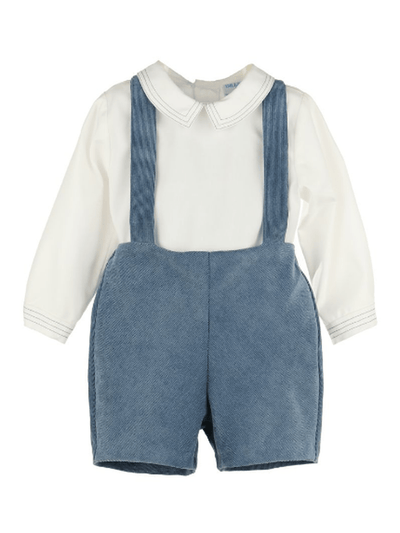 Boys Majestic Cord Suspender Shorts Set - Navy Blue