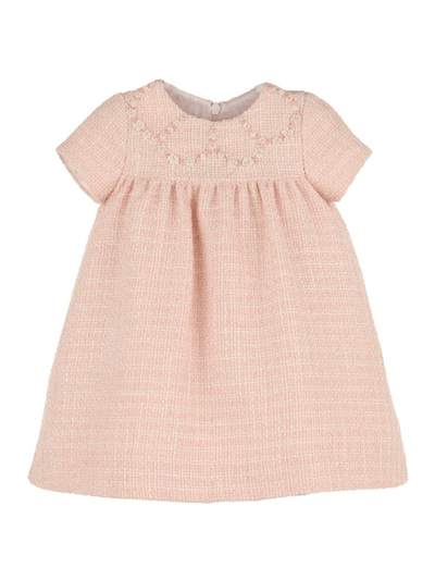 Embroidery Tweed Float Dress - Pink