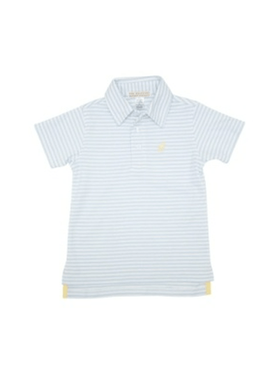 Prim and Proper Polo SS - Buckhead Blue Stripe/Seaside Sunny Yellow