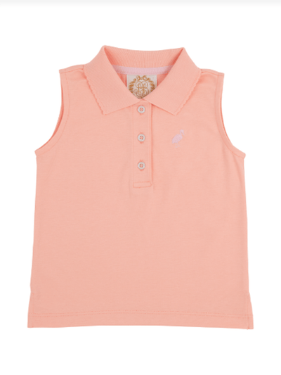 Sleeveless Anna Price Polo - Pompano Peach/Palm Beach Pink