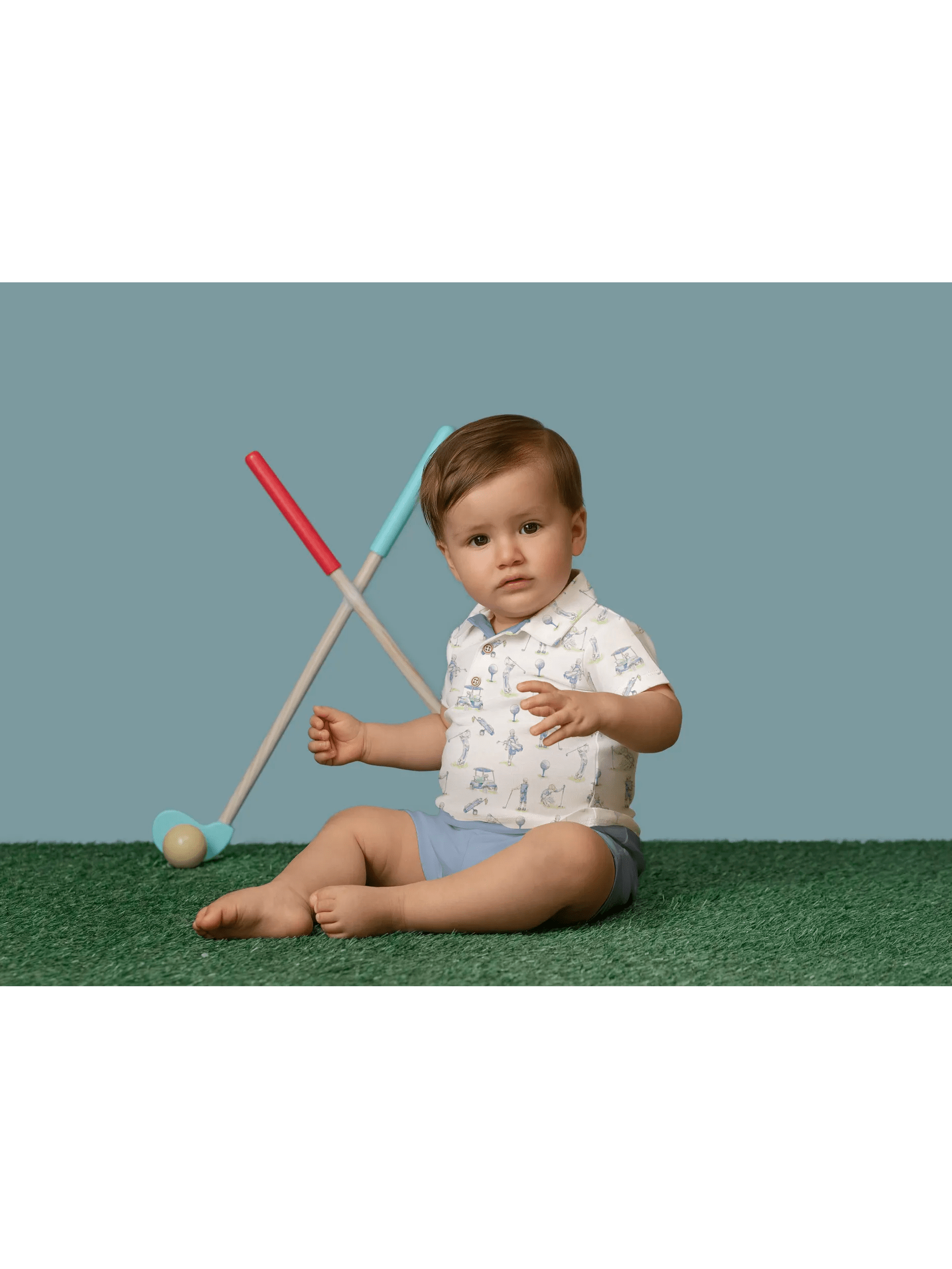 Golf Field Tee with Collar and Short Set - Posh Tots Children's Boutique