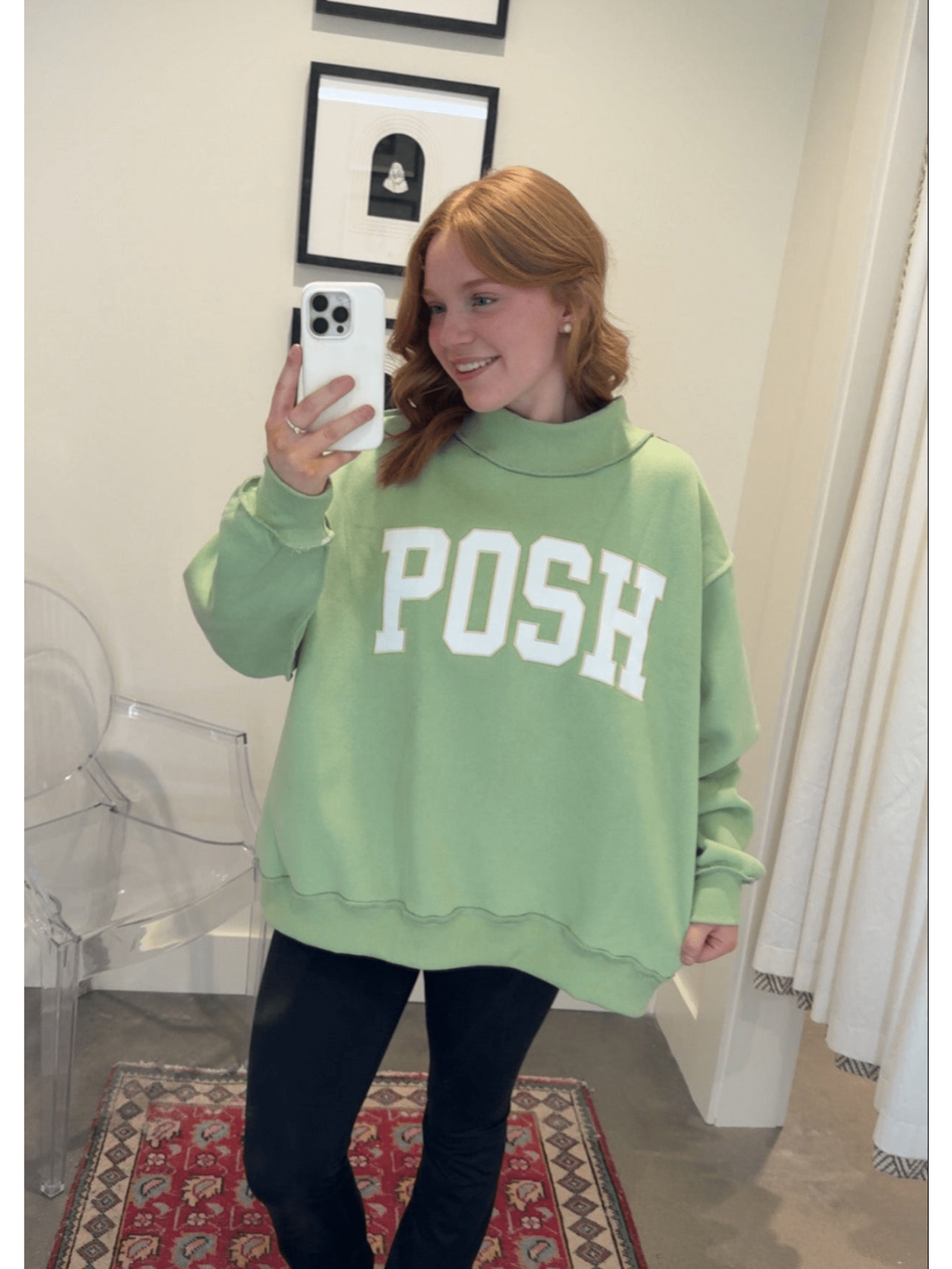Posh Embroidered Mock Neck Sweatshirt