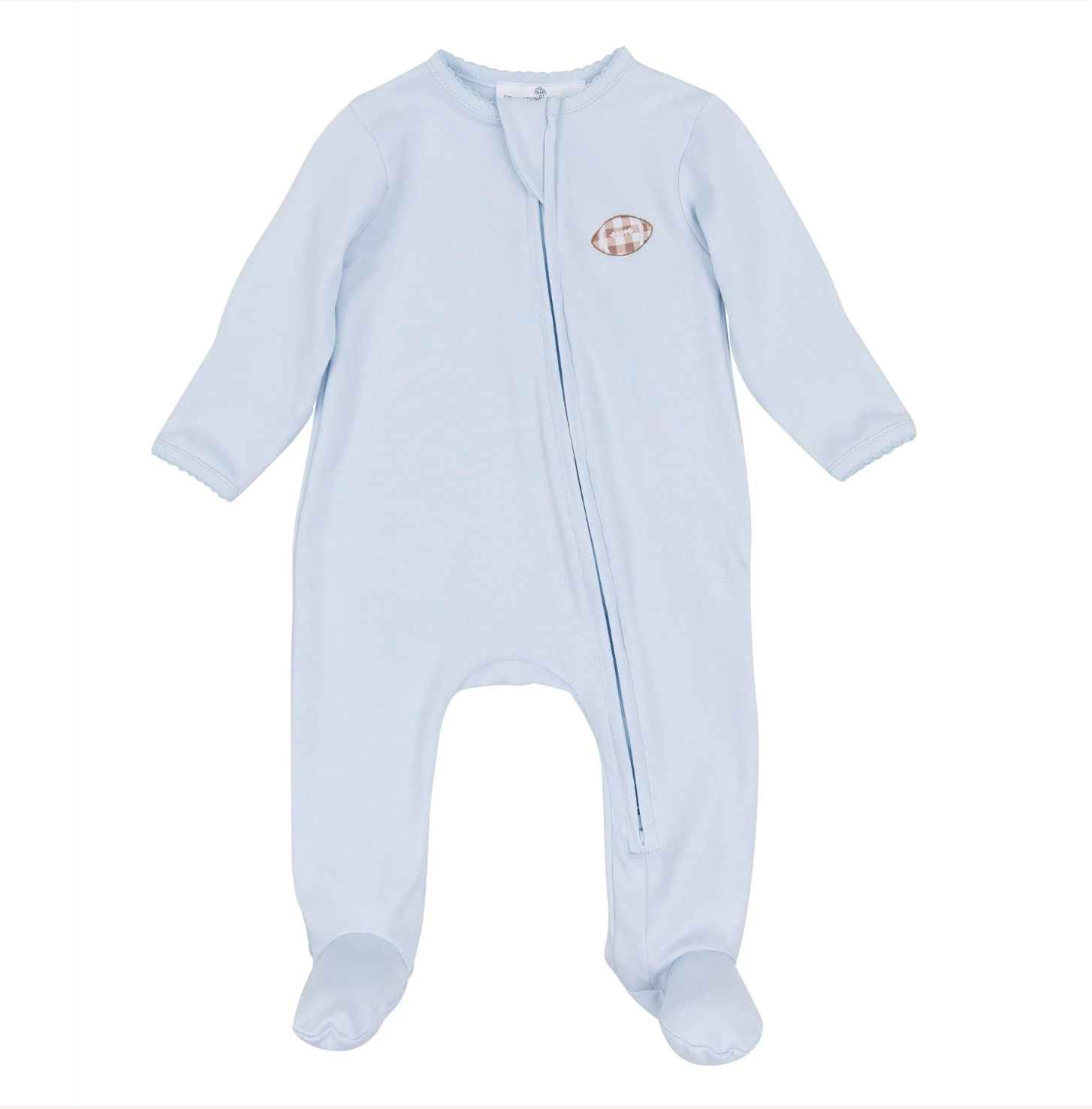 Tiny Tailgater Zip Footie - Light Blue
