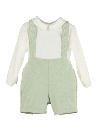 Boys Majestic Cord Suspender Shorts Set - Green