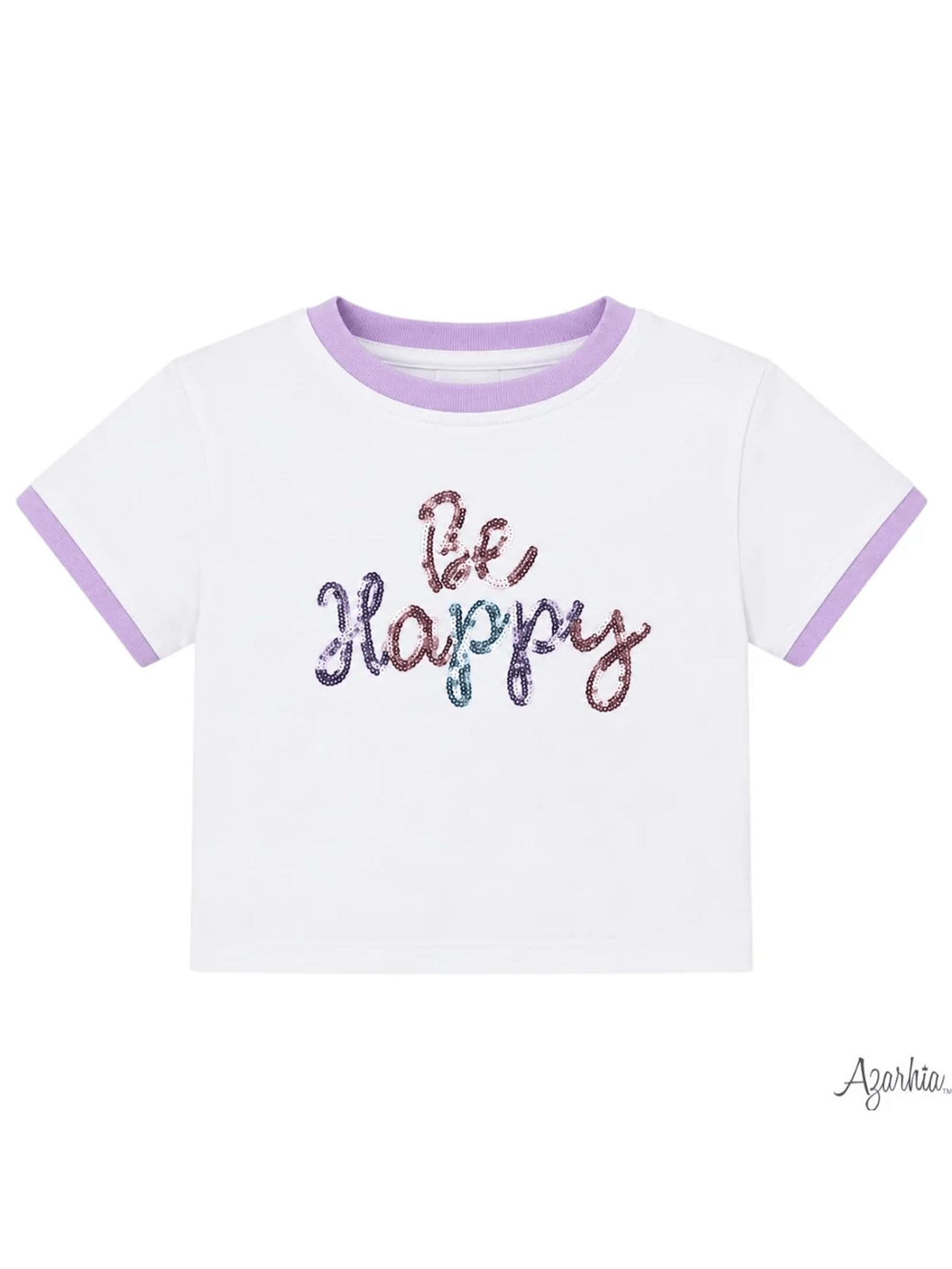 Sequin Be Happy White Boxy