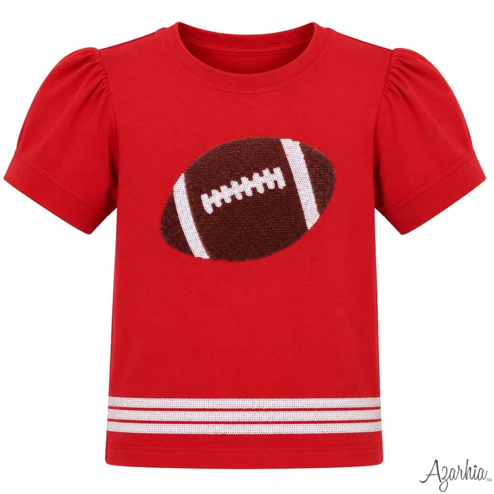 Sequin Football SS Holly Red
