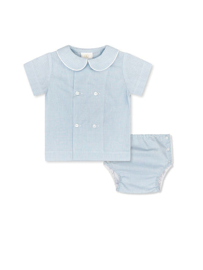 Arlington Diaper Set - Baker Blue Mini-Gingham