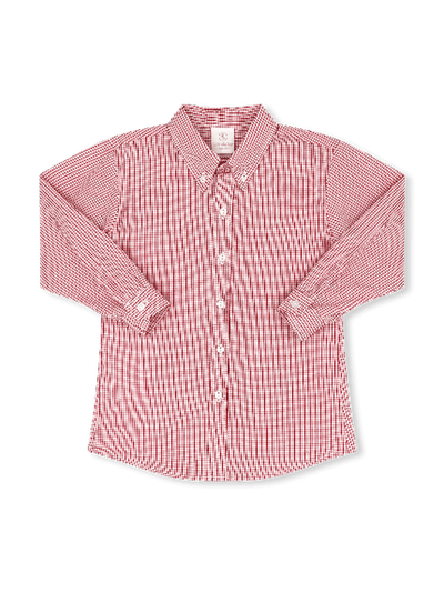 Brees Button Down Shirt - Redford Red Windowpane