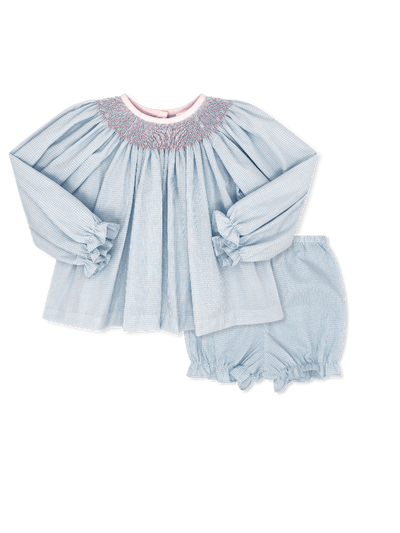 Betsy Bloomer Set L/S - Baker Blue Mini-Gingham