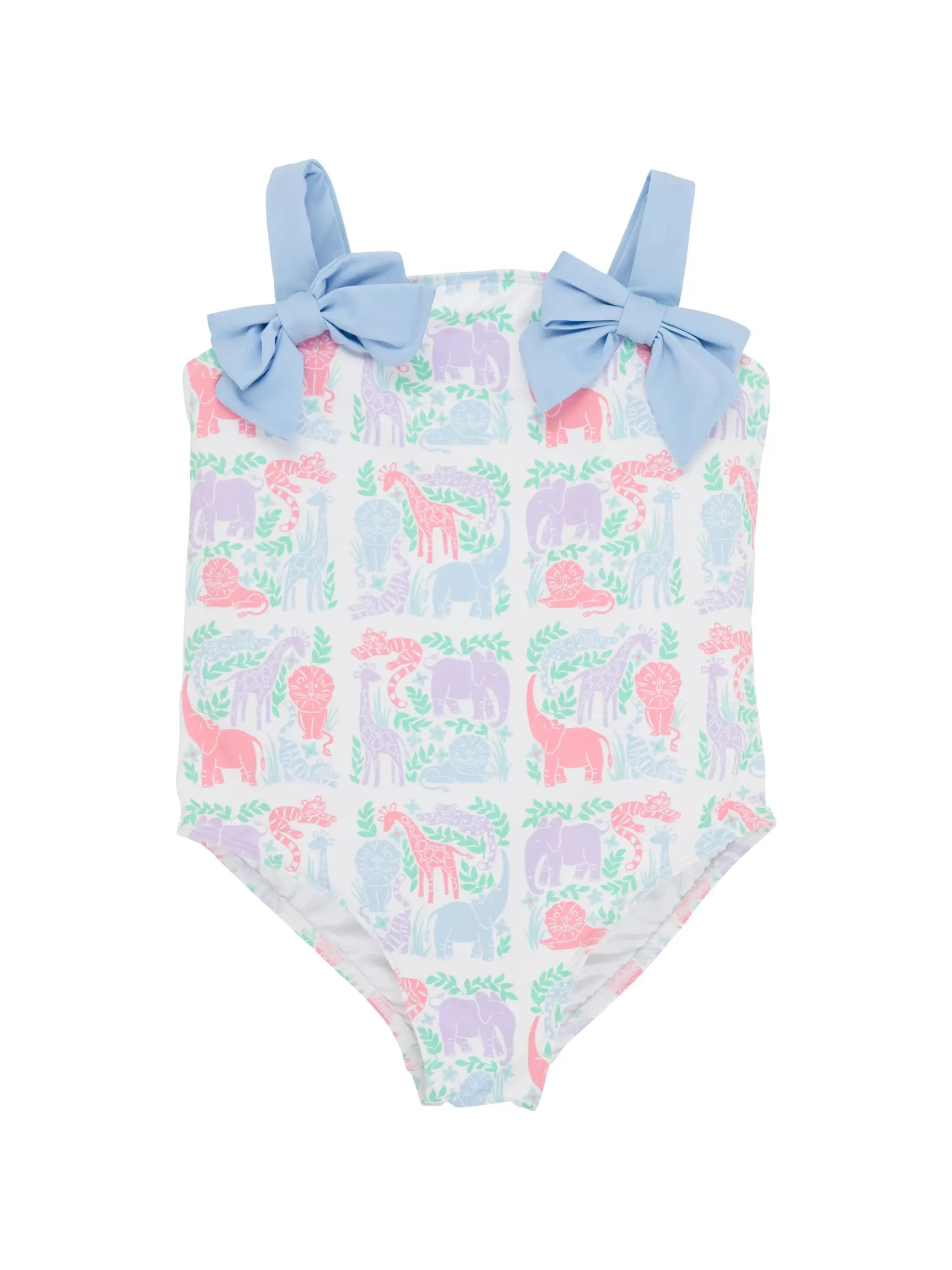 Pink Posies Girls Swimsuit with Bows -  3T