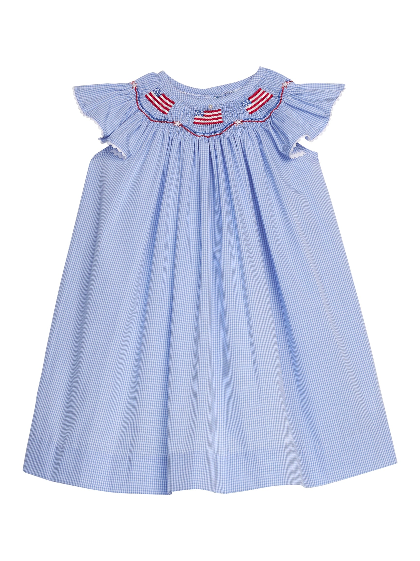 Smocked Bishop Dress - Flags