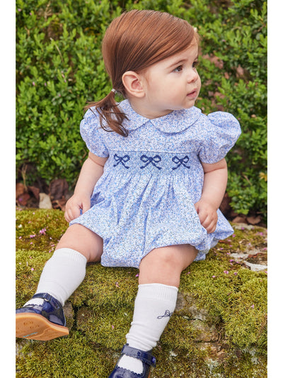 Smocked Peter Pan Bubble - Blue Vinings