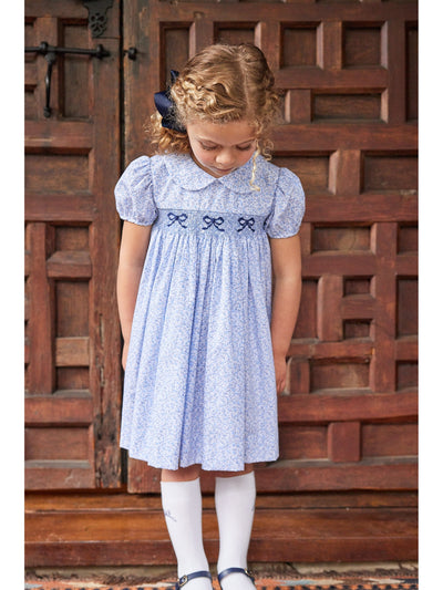 Smocked Peter Pan Dress - Blue Vinings