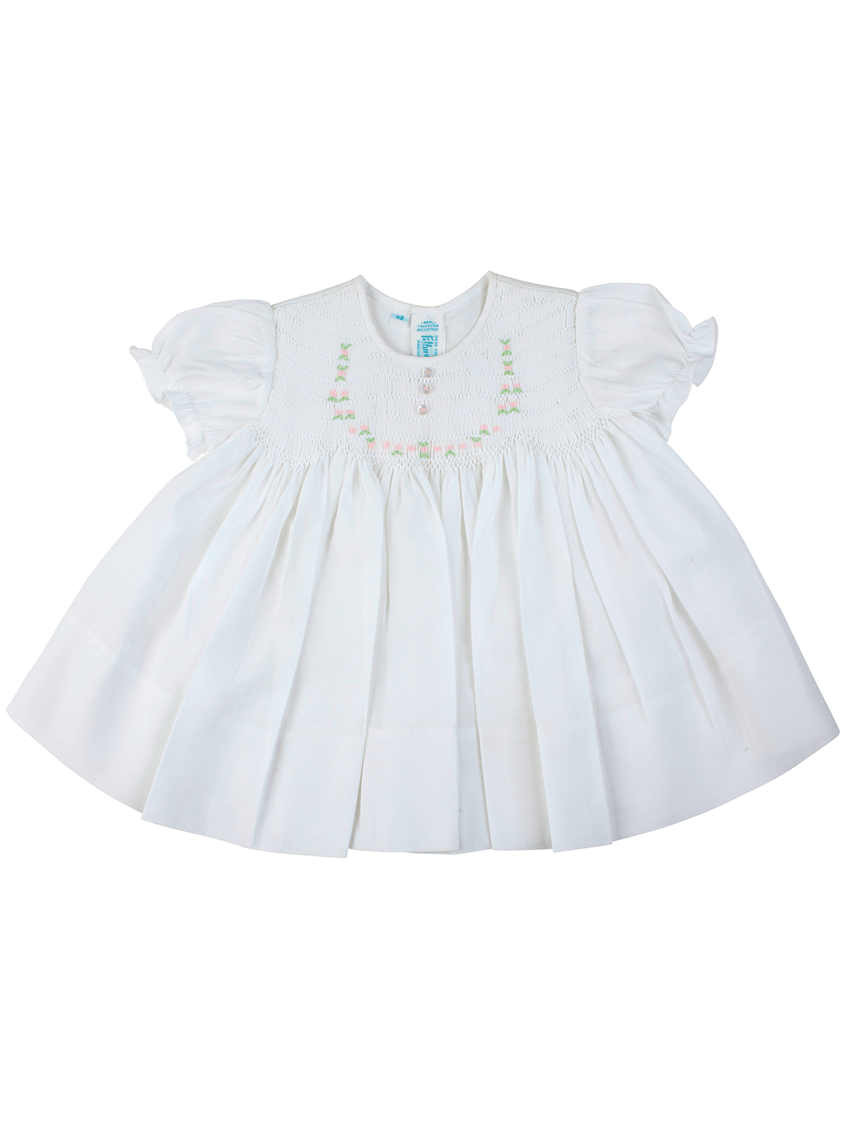 White Smocked Rose Dress