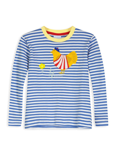 Striped Long Sleeve Applique Tee - French Hen