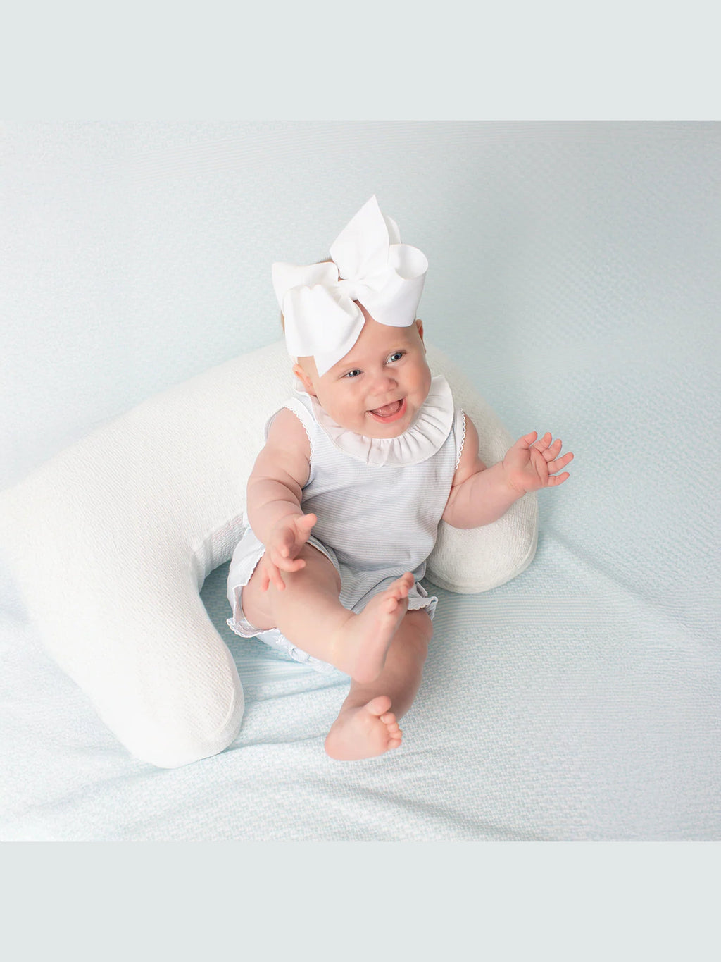 Paty Organic Cotton Striped Bubble with Ruffle Collar