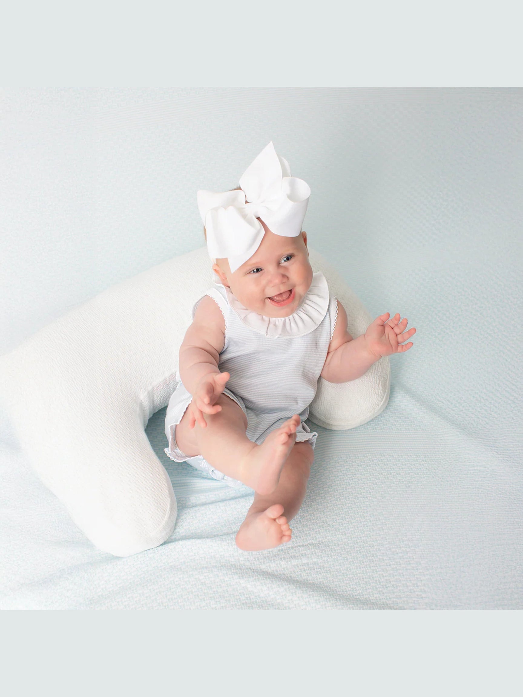Paty Organic Cotton Striped Bubble with Ruffle Collar