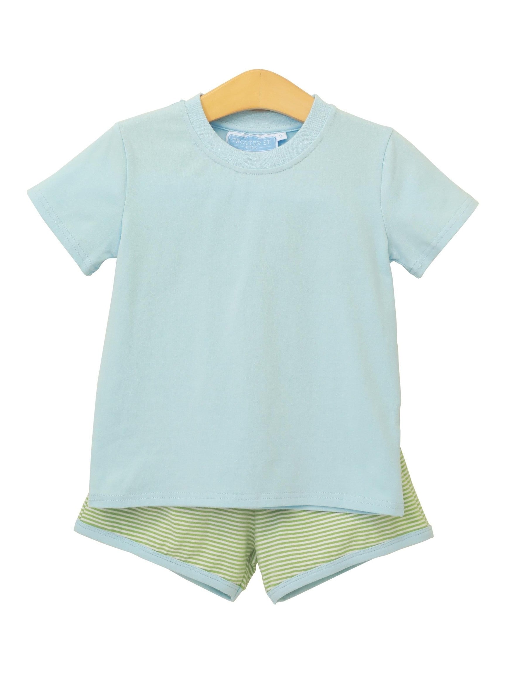 PRE-ORDER Thomas Short Set - Green Stripe/Light Blue