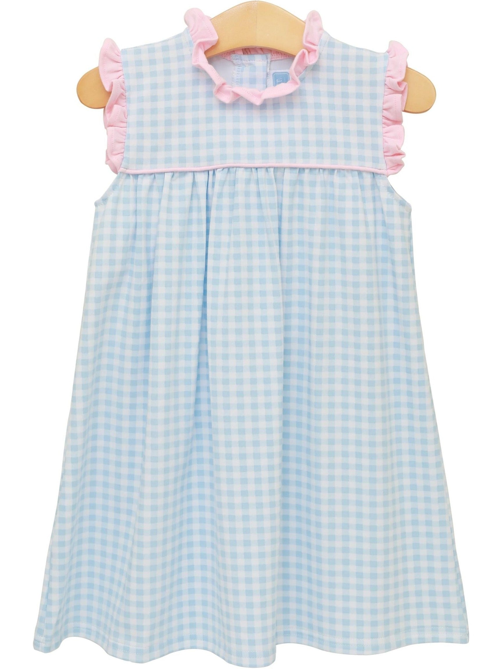 PRE-ORDER Meredith Dress - Light Blue Gingham/Light Pink