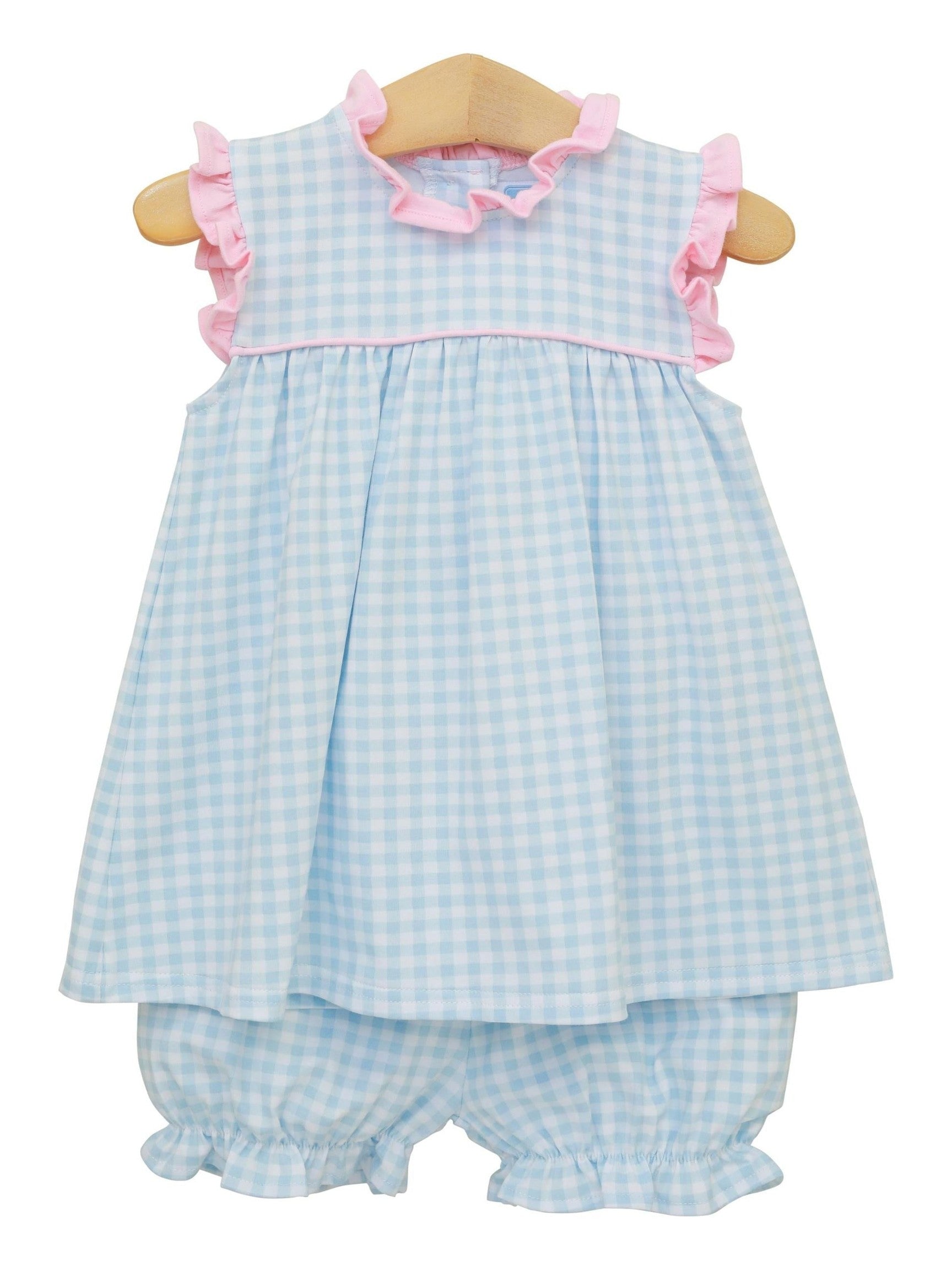 PRE-ORDER Meredith Bloomer Set - Light Blue Gingham/Light Pink