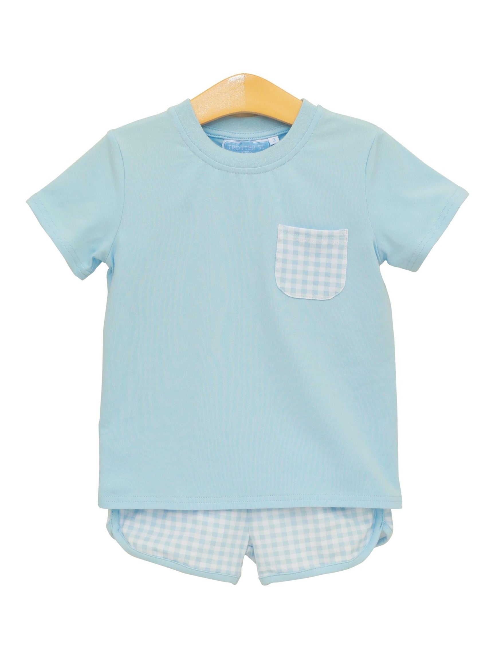 PRE-ORDER Madden Short Set - Light Blue Gingham