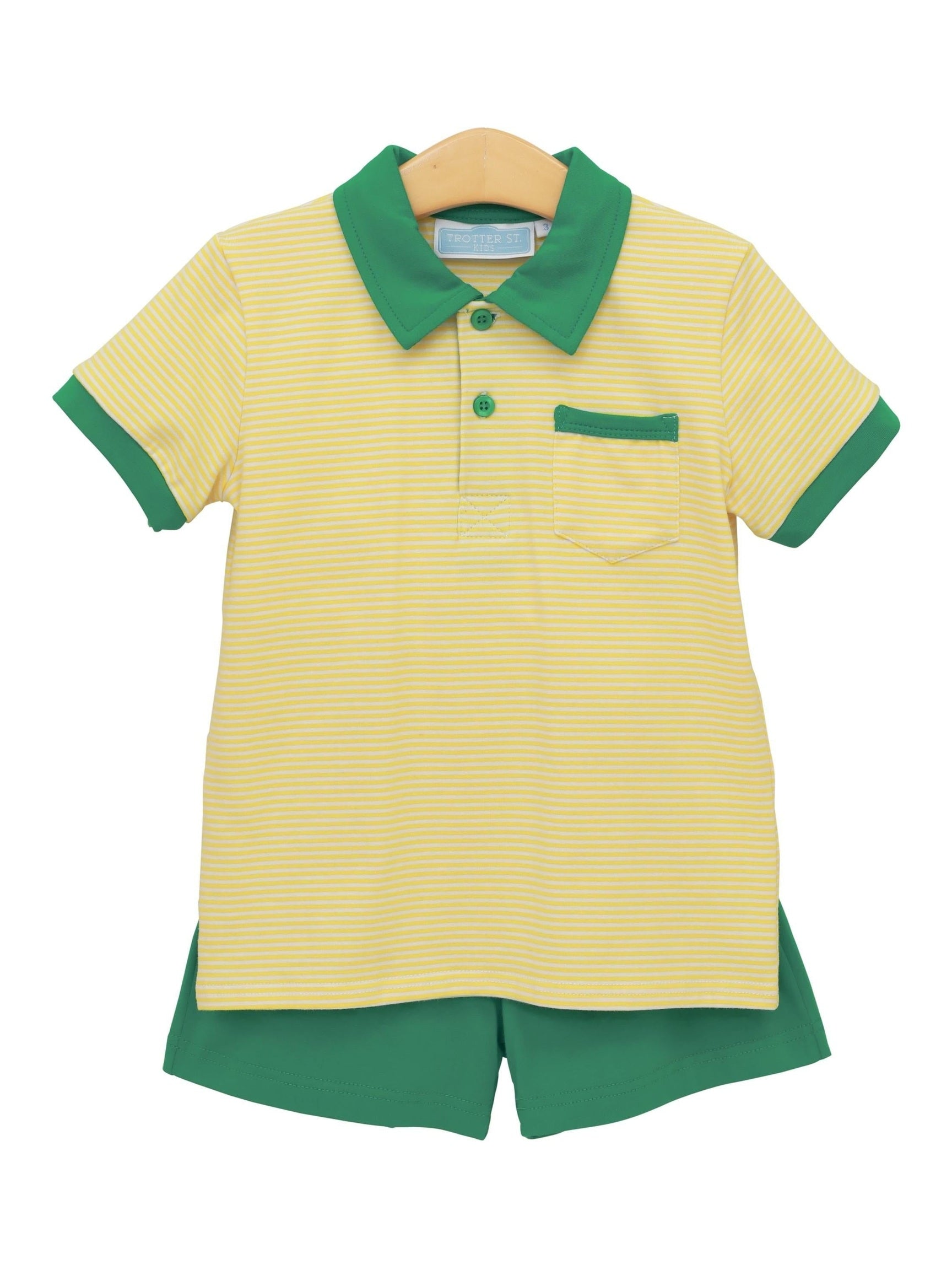PRE-ORDER Archie Short Set - Yellow Stripe/Green