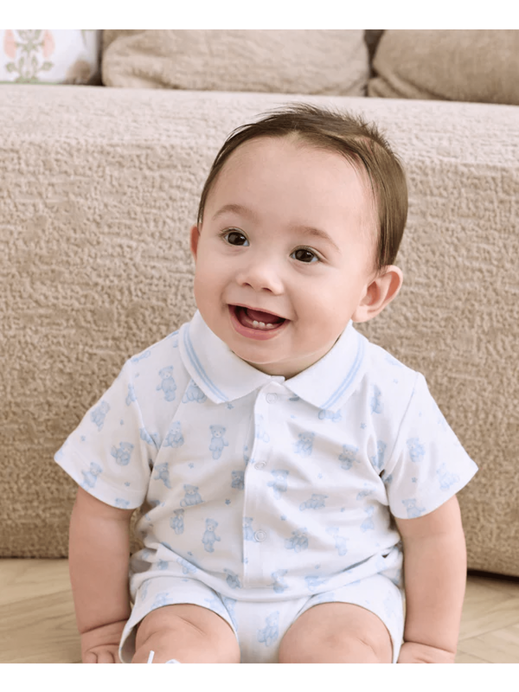 Teddy Bears Blue Short Playsuit