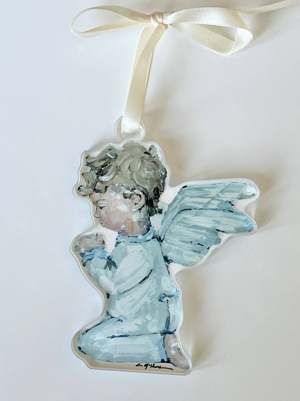 Tiny Wings III Baby Angel Acrylic Christmas Ornament - Wreath Charm