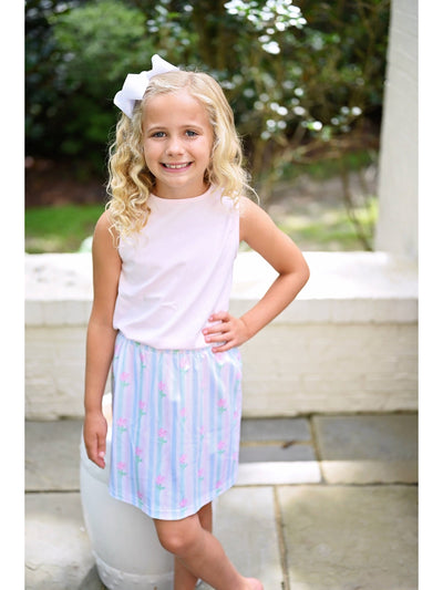 Sage Skirt Set - Floral Pastel Stripe Knit