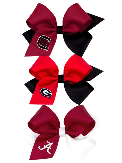 Two-tone Collegiate Embroidered Grosgrain Hair Bow
