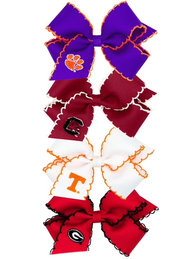 Moonstitch Embroidered Grosgrain Bow - Collegiate