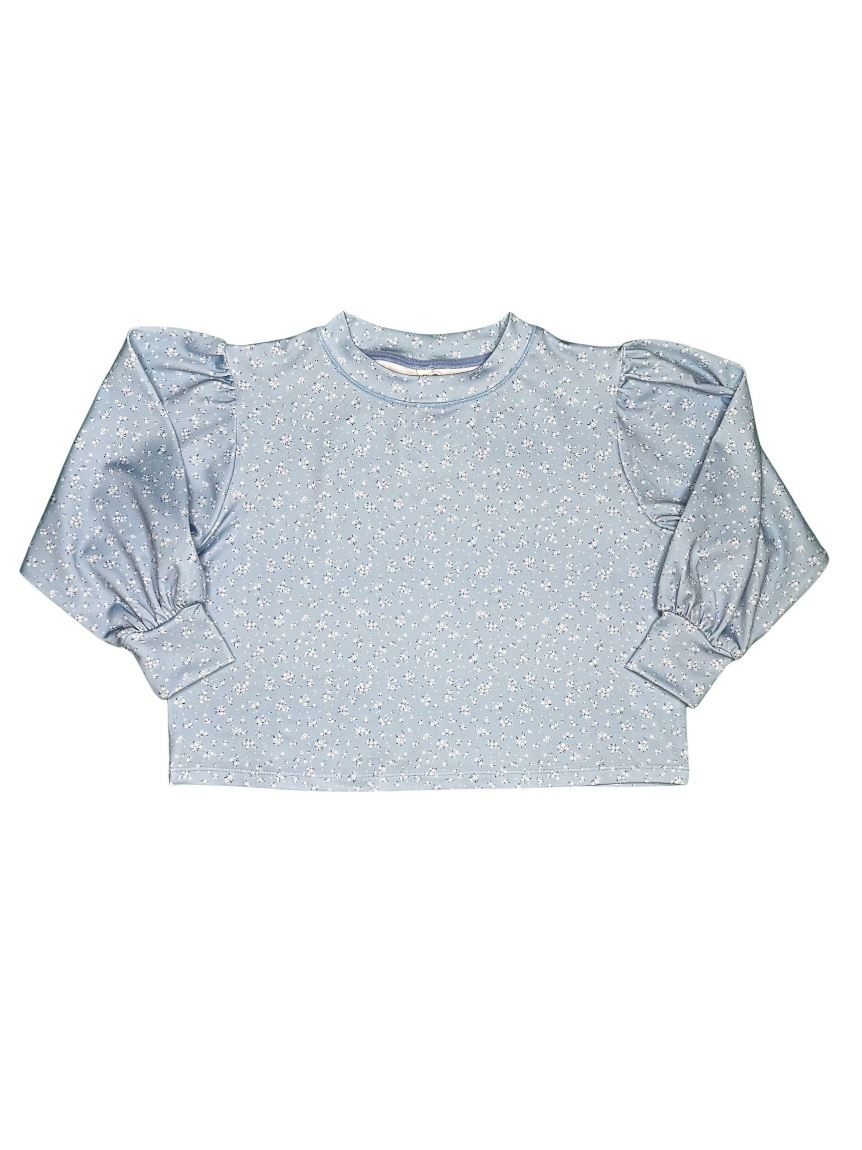 Blue Floral Puff Sleeve Top