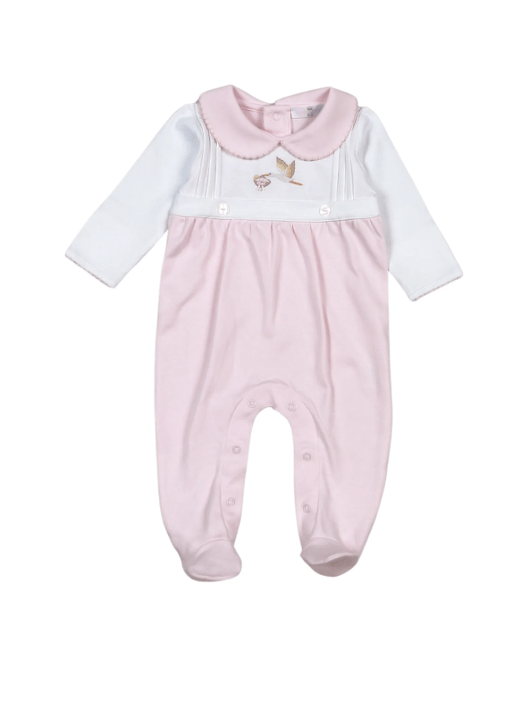 Pink Welcome Baby Hand Embroidered Footie