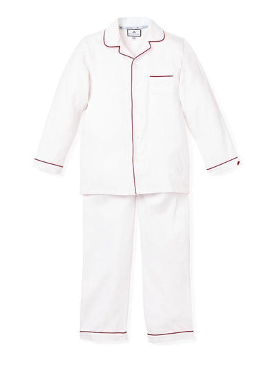 White with Red Piping Pajama Set