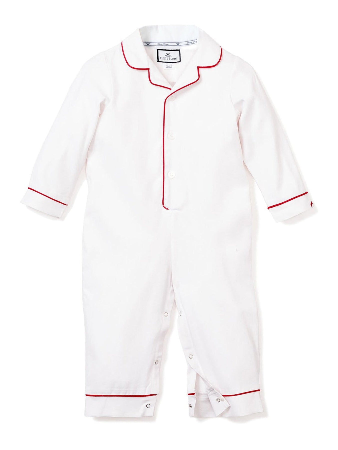 White Romper with Red Piping | Posh Tots Children's Boutique