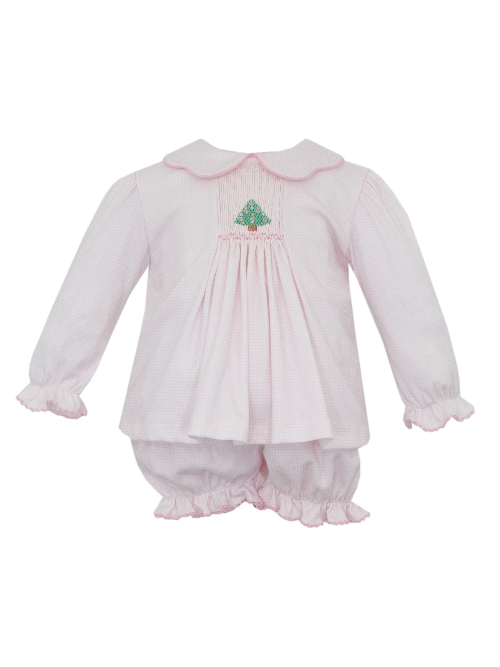 X´Mas Tree Girl´S Check Knit Bloomer Set S/S