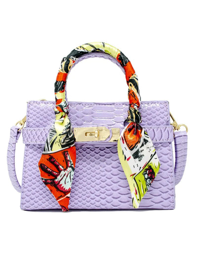 Crocodile Scarf Handbag - Lavender