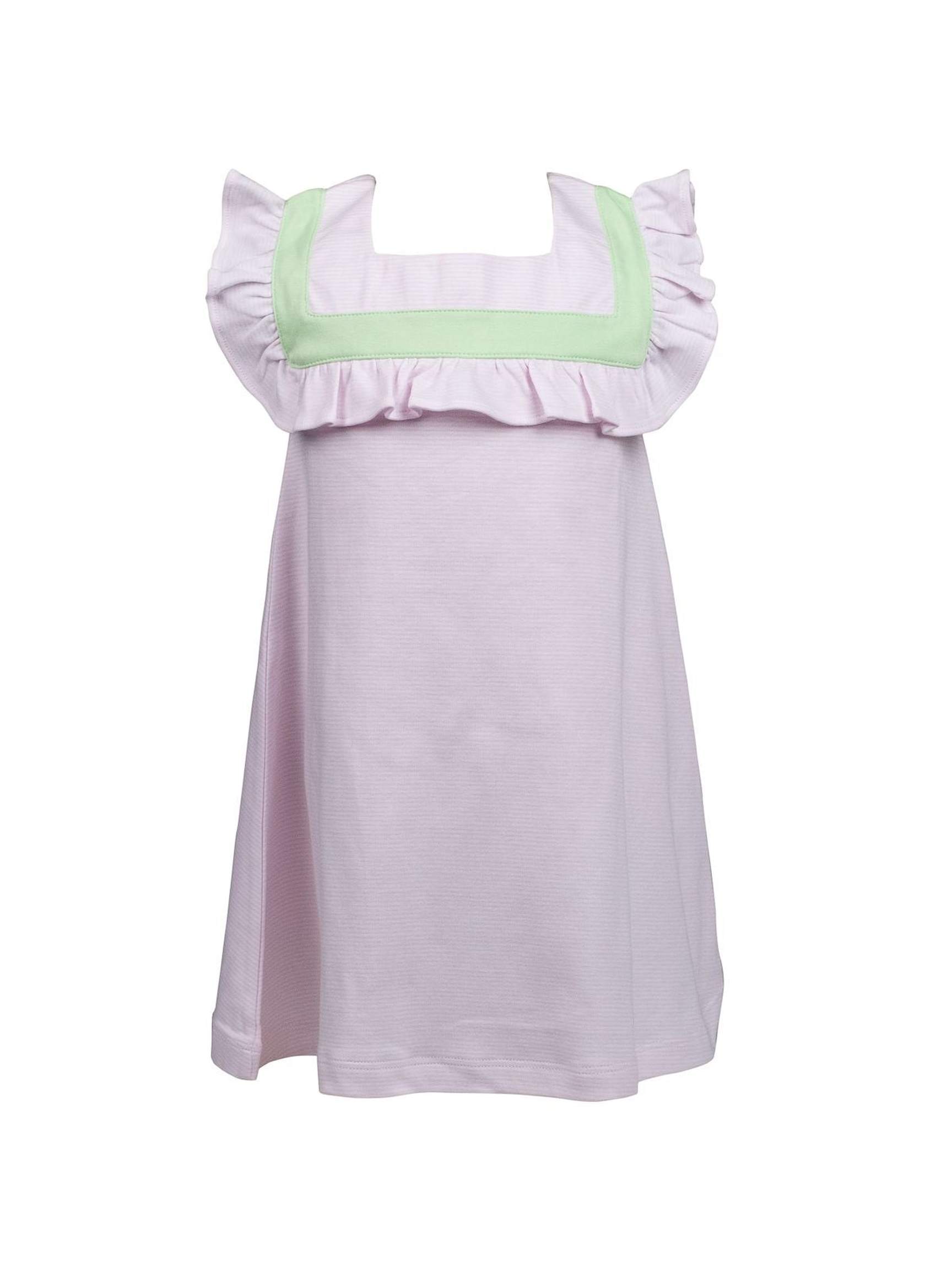 Pink with Green Stripe Sleeveless Dress