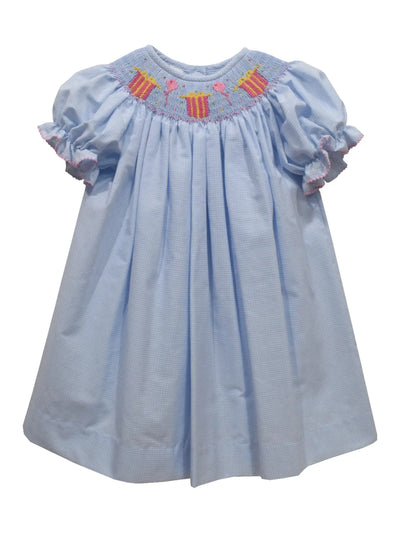 Blue Birthday Smocked Bishop Dress