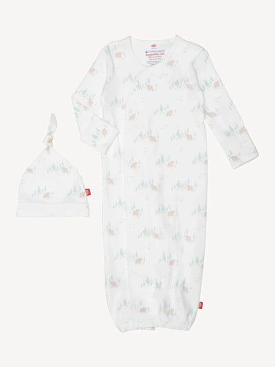 Babe in the Woods Organic Cotton Magnetic Gown & Hat Set