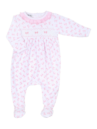 Baby Bows Pink Ruffle Footie