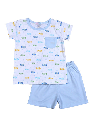 Bubble Buddies Blue Pima Short Set