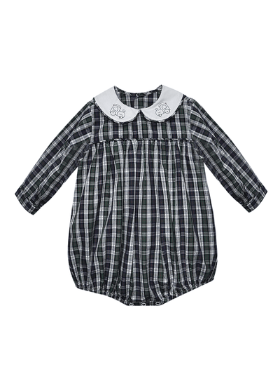 Sawyer Boy Train Bubble - Navy Plaid